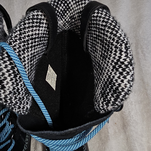 Sorel Joan Of Arctic Knit Waterproof Snow Boots Black Houndstooth Aqua 7 - Picture 15 of 16